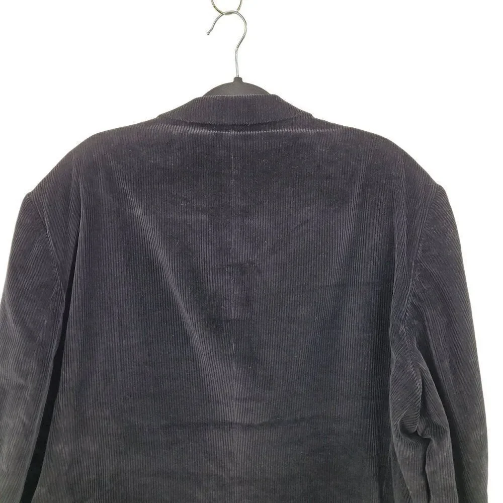 Stafford Mens 48R Corduroy Blazer Jacket Black Cotton Sports Coat Casual‎ Dressy